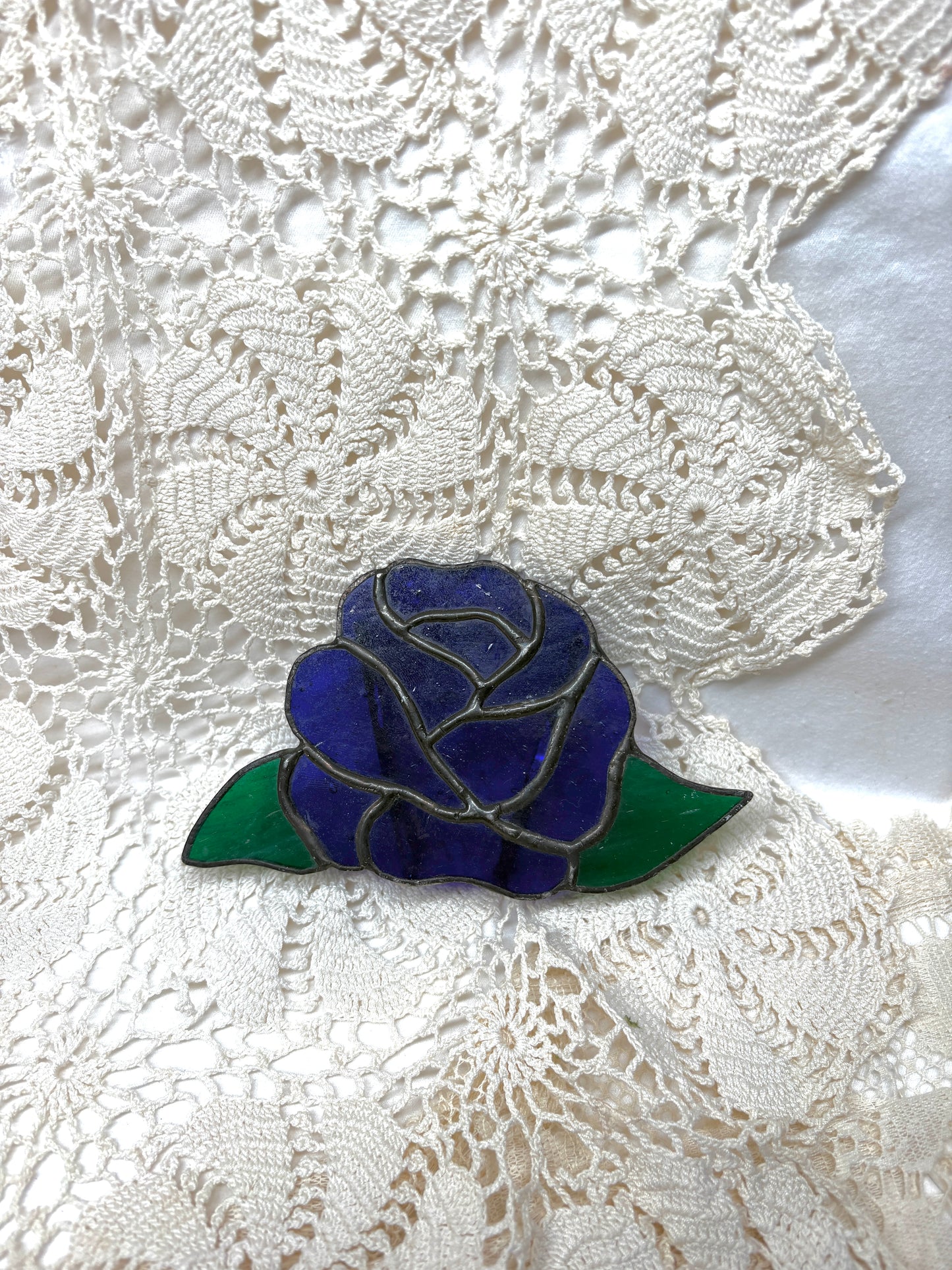 Rose Sun Catcher Stained Glass Home decor