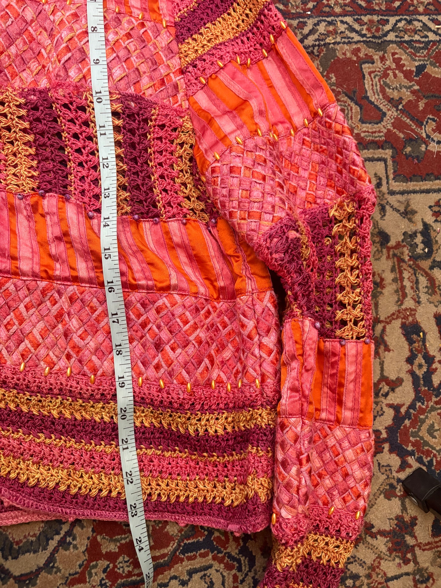 Sandy Starkman Pink Crochet/Ribbon Jacket