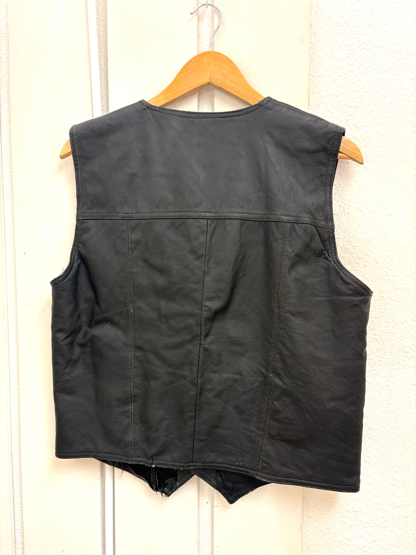 Mebo Leather Motorcycle Vest Men’s SZ L Black Biker Leather Vest
