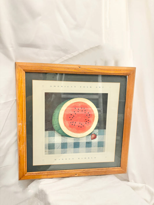 Vintage Warren Kimble Watermelon Framed Print