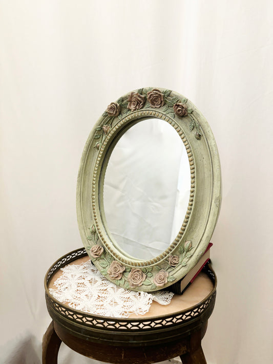 Vintage Floral Oval Mirror