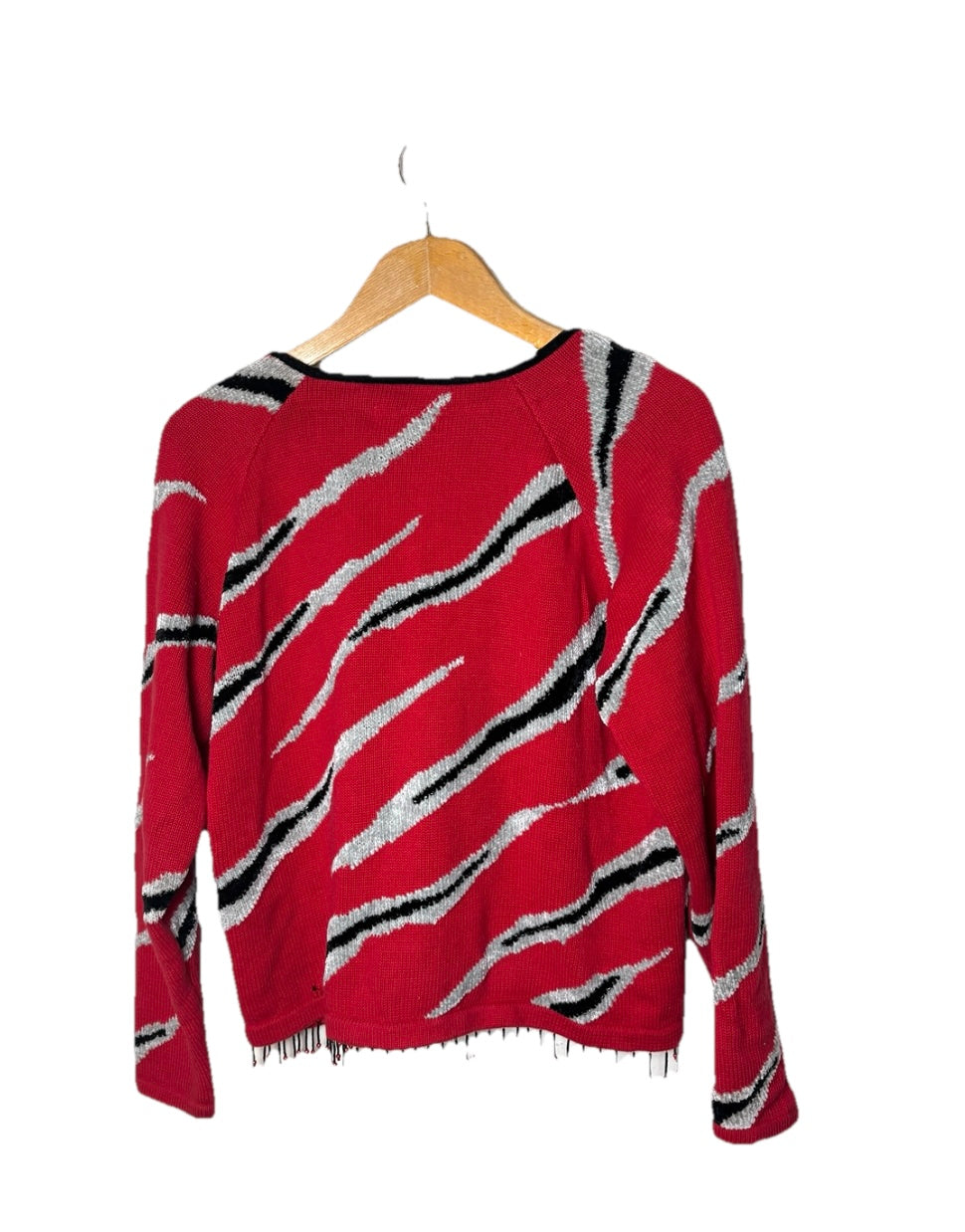 Vintage Berer Red Sweater Pullover Women SZ L With Beaded