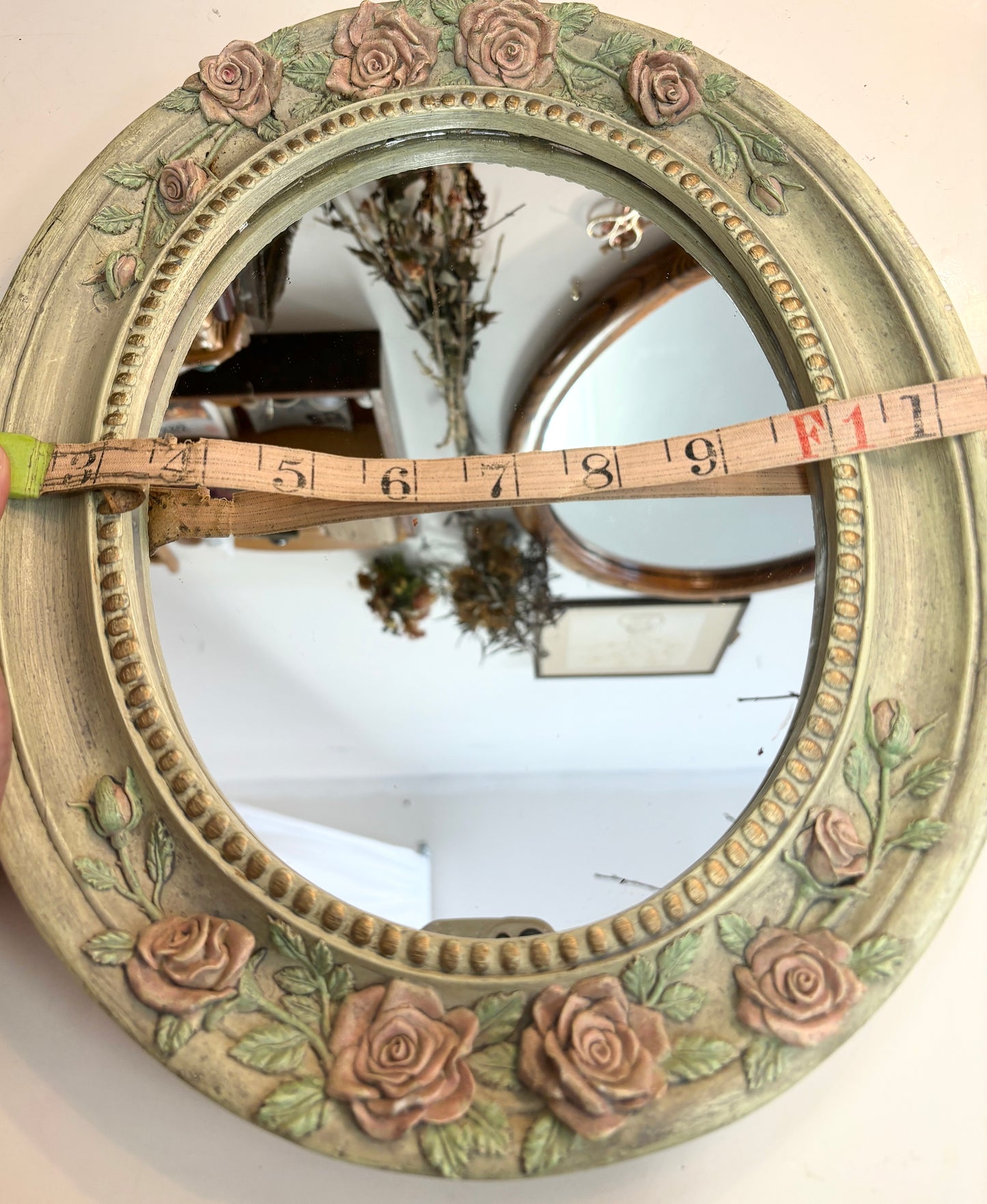 Vintage Floral Oval Mirror