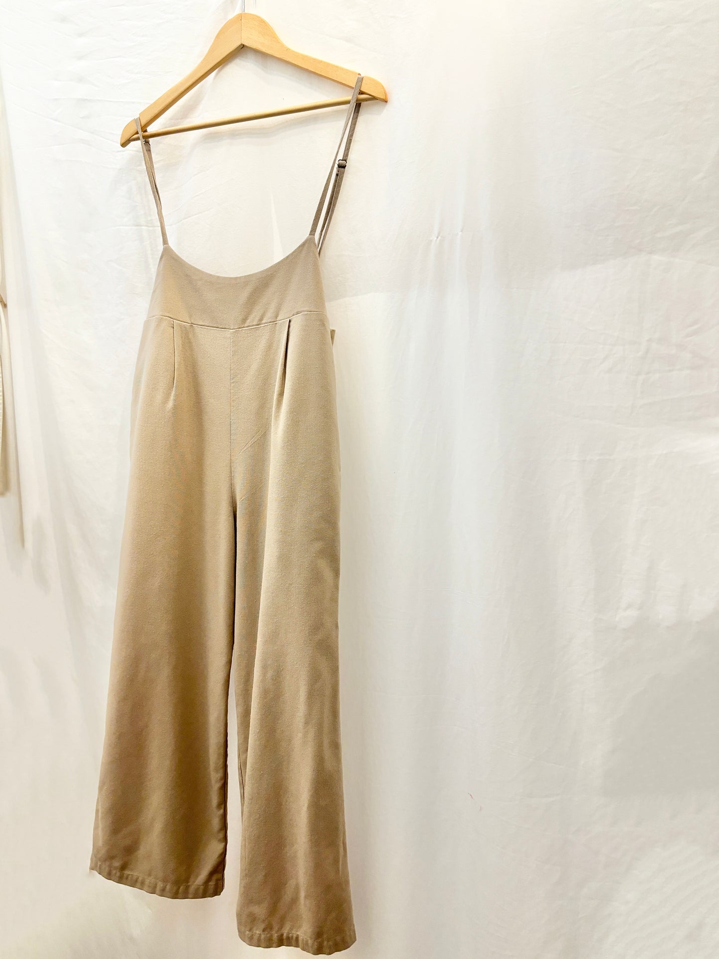 Beige Linen Blend Jumpsuit
