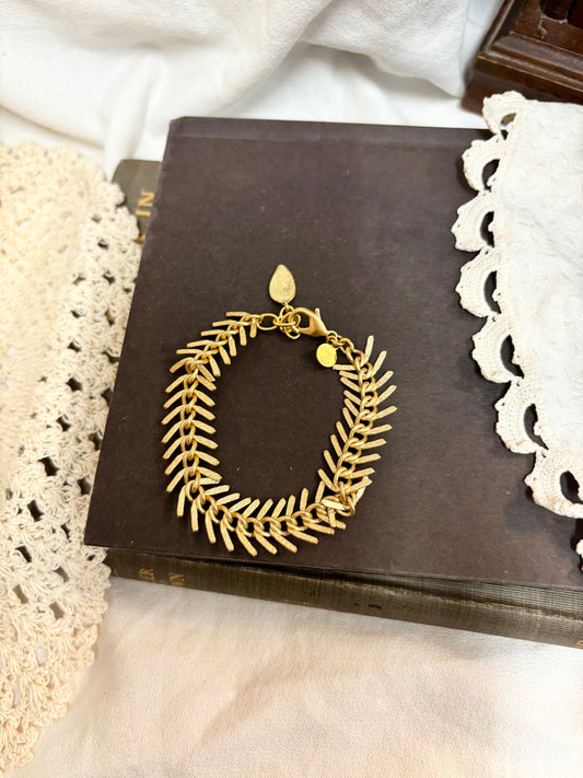 18K Gold Plated Fishbone Bracelet