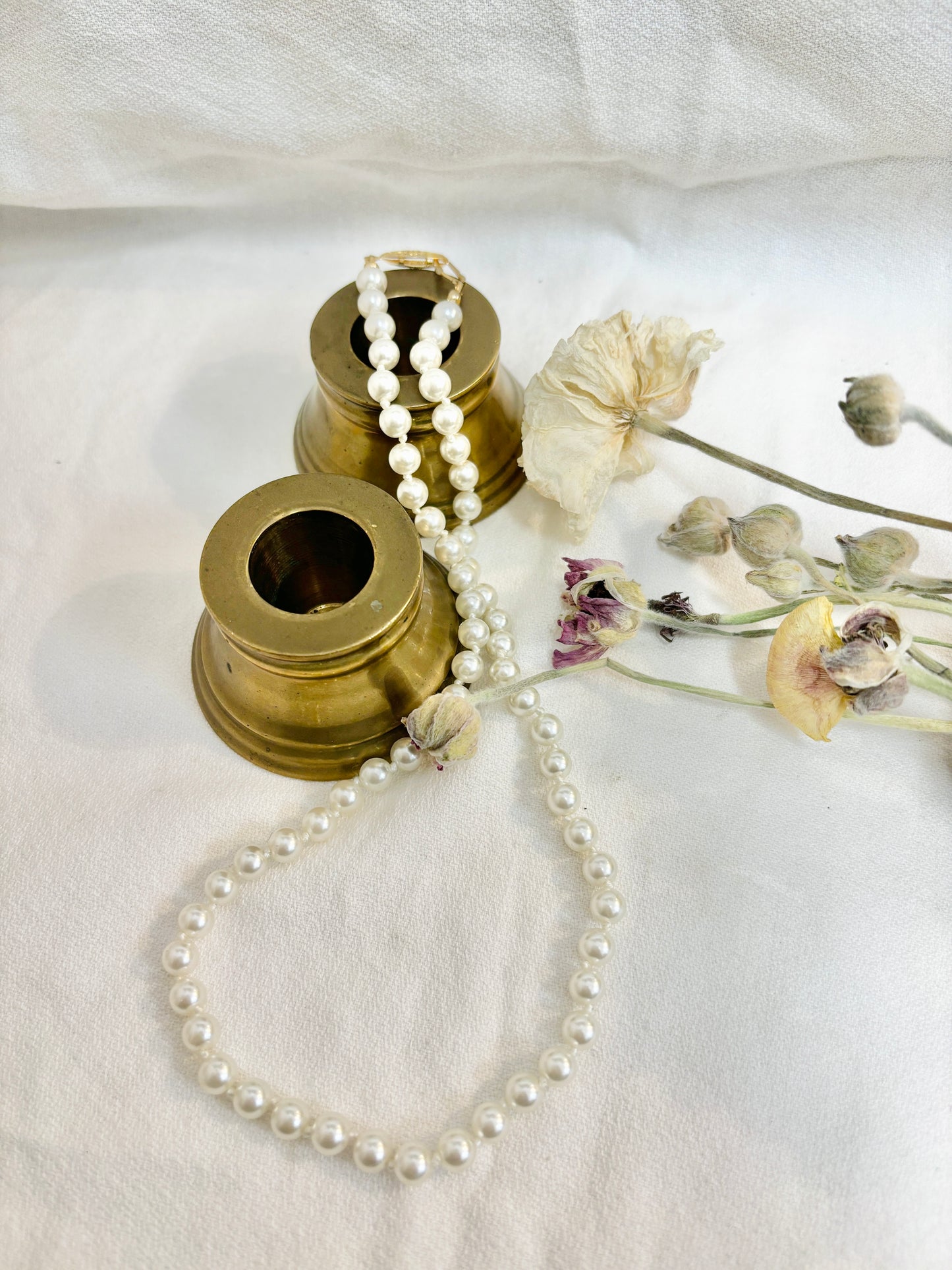 Hand Knotted Faux Pearl Necklace