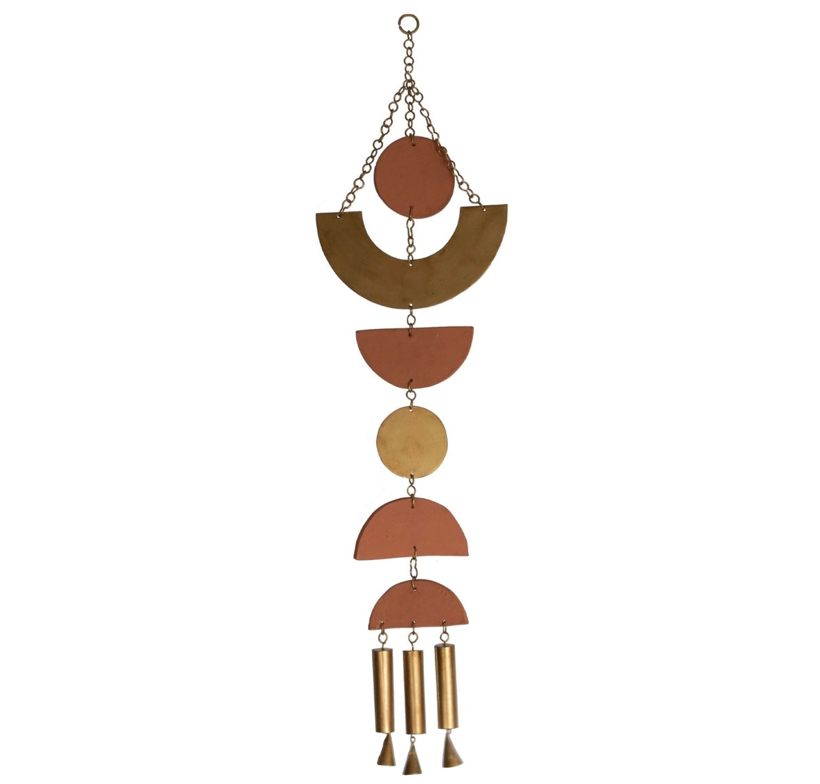 Brass Geometric & Terracotta Hanging Wall Decor