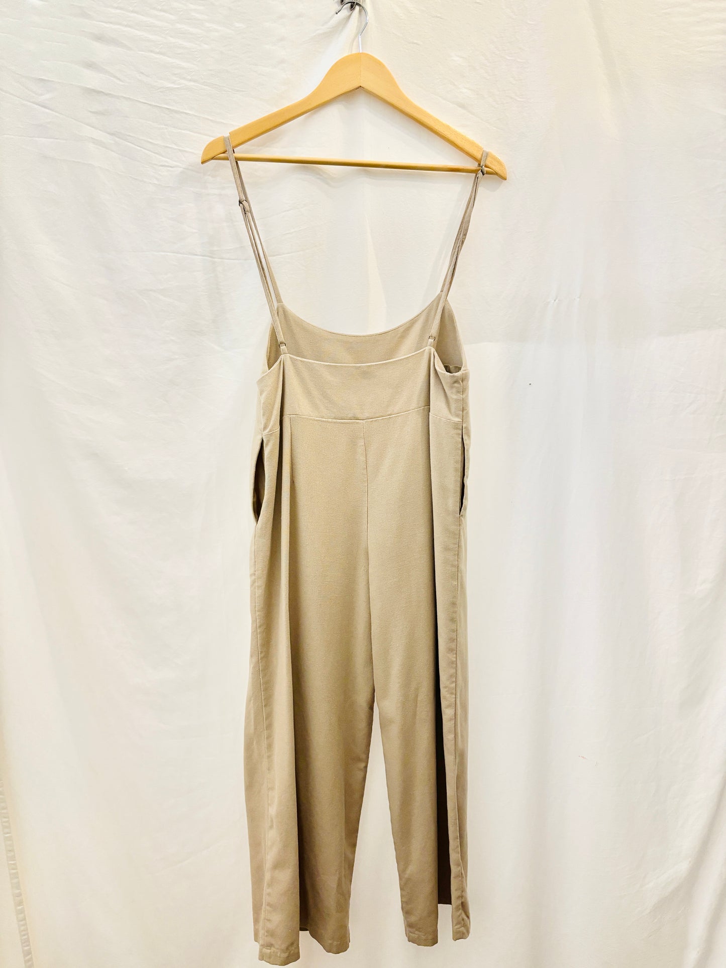 Beige Linen Blend Jumpsuit