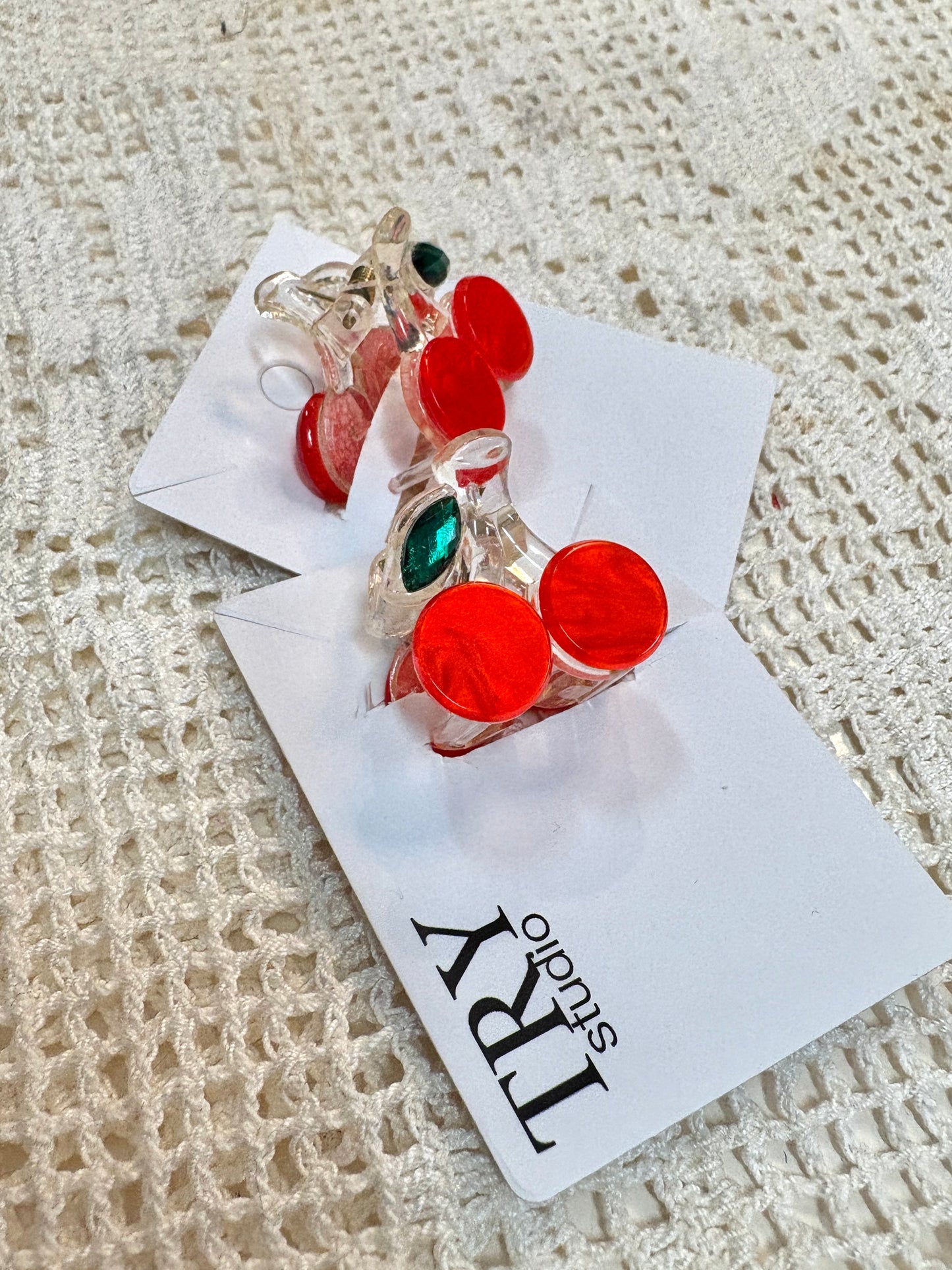 Red Cherry Designed Hair Claw Clips