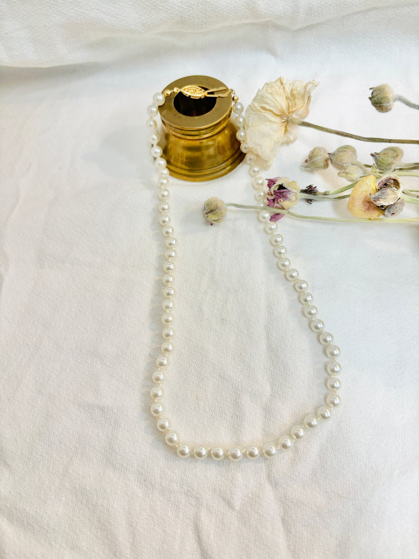Hand Knotted Faux Pearl Necklace