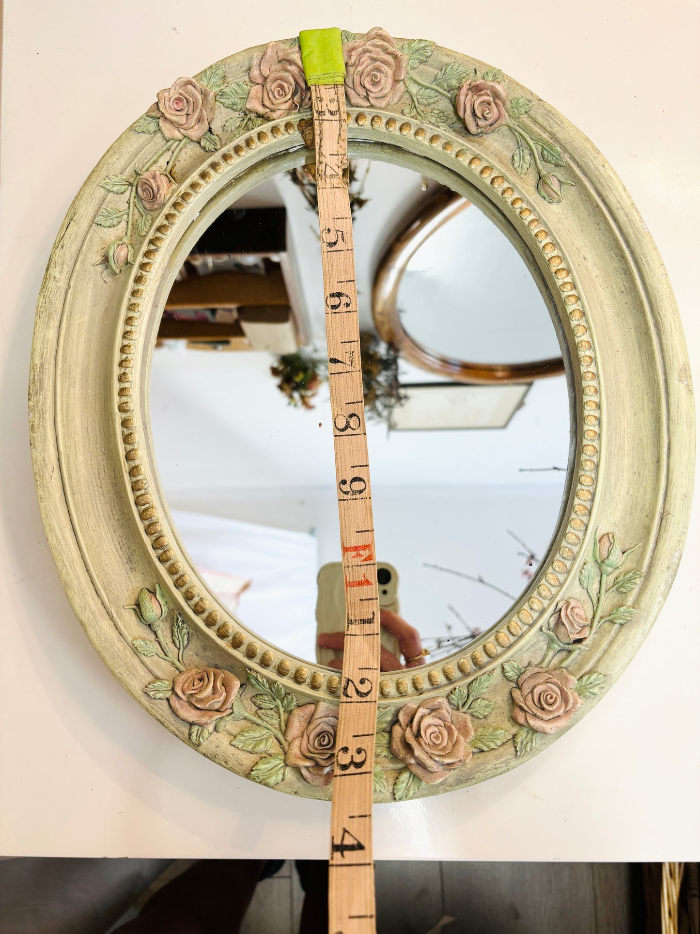 Vintage Floral Oval Mirror