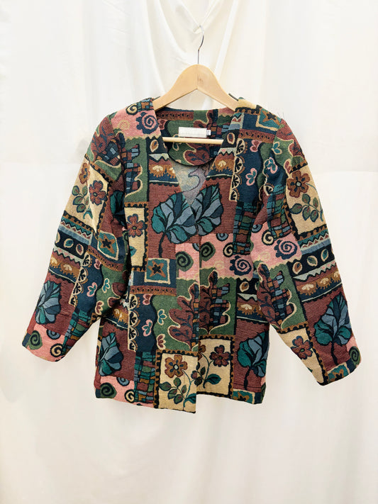 Cotton Tapestry Open Front Jacket