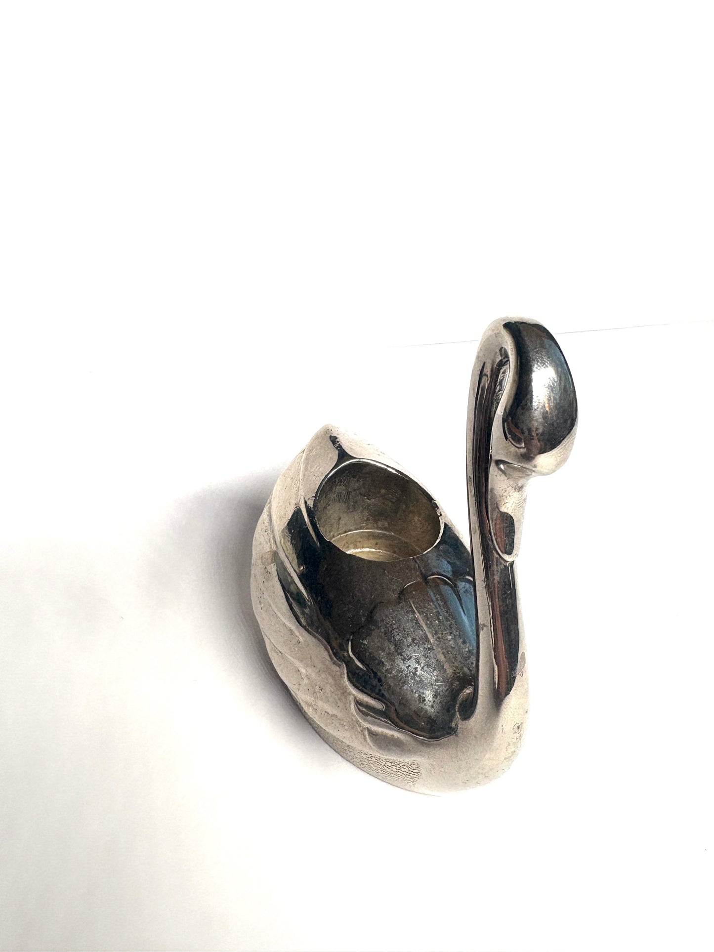 Vintage Silver Metal Swan Goose Taper Candle Candlestick Holders