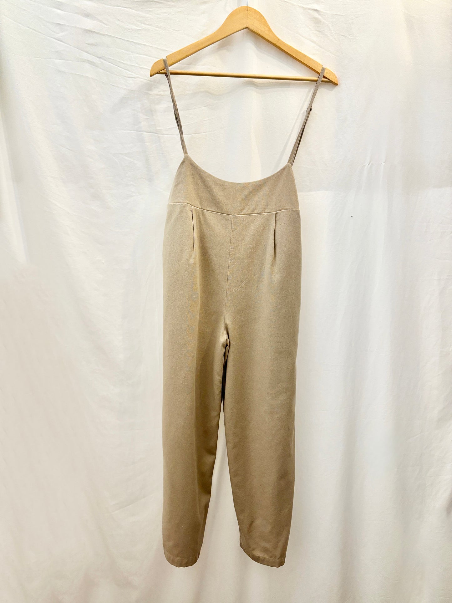 Beige Linen Blend Jumpsuit