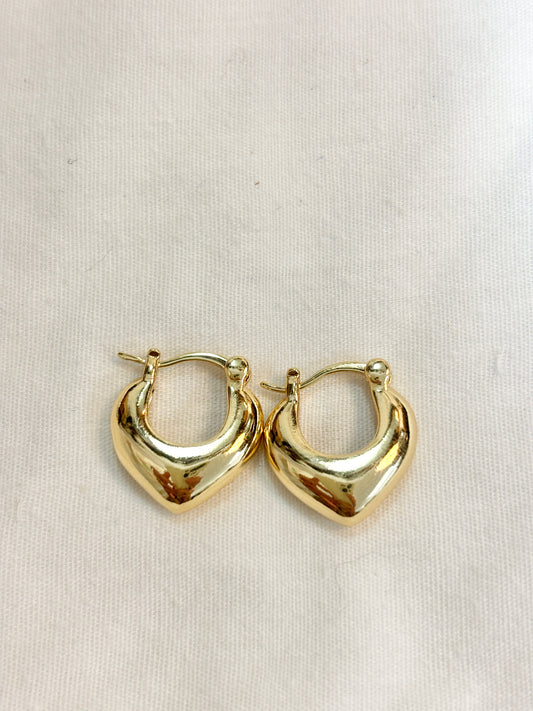 16K Gold Filled V-Shaped Dome French Lock Hoop Earrings