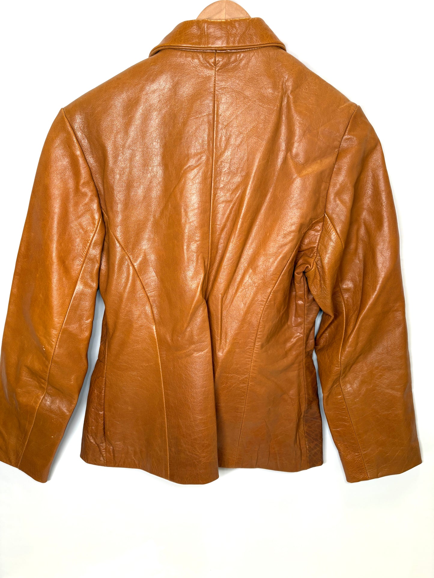 Attraction London Vintage Brown Leather Jacket Women Size XL