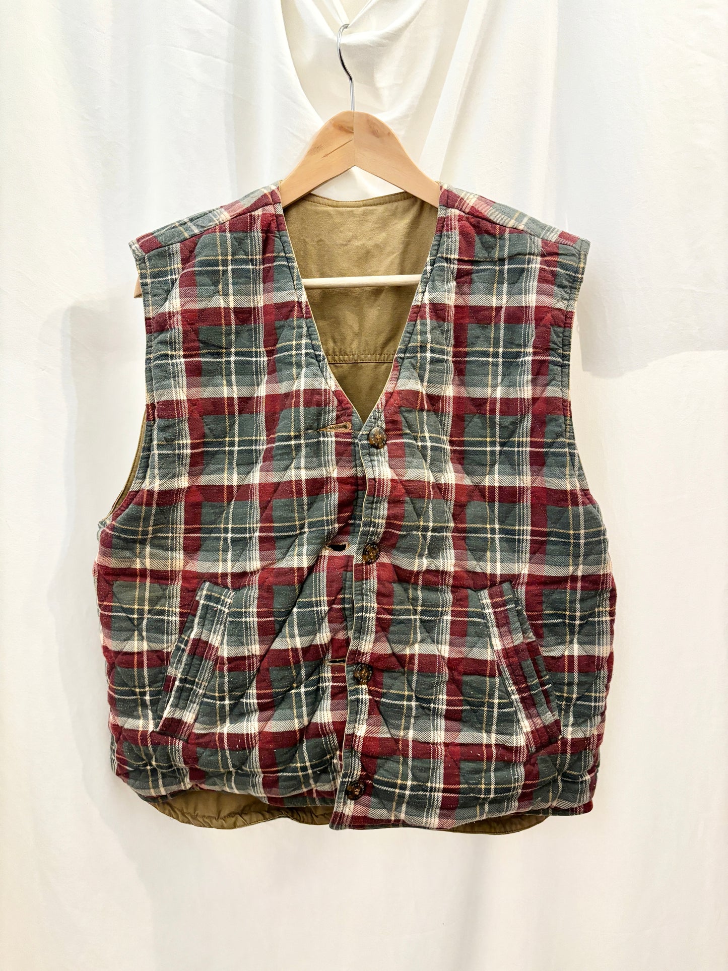 Reversible Plaid Utility Vest