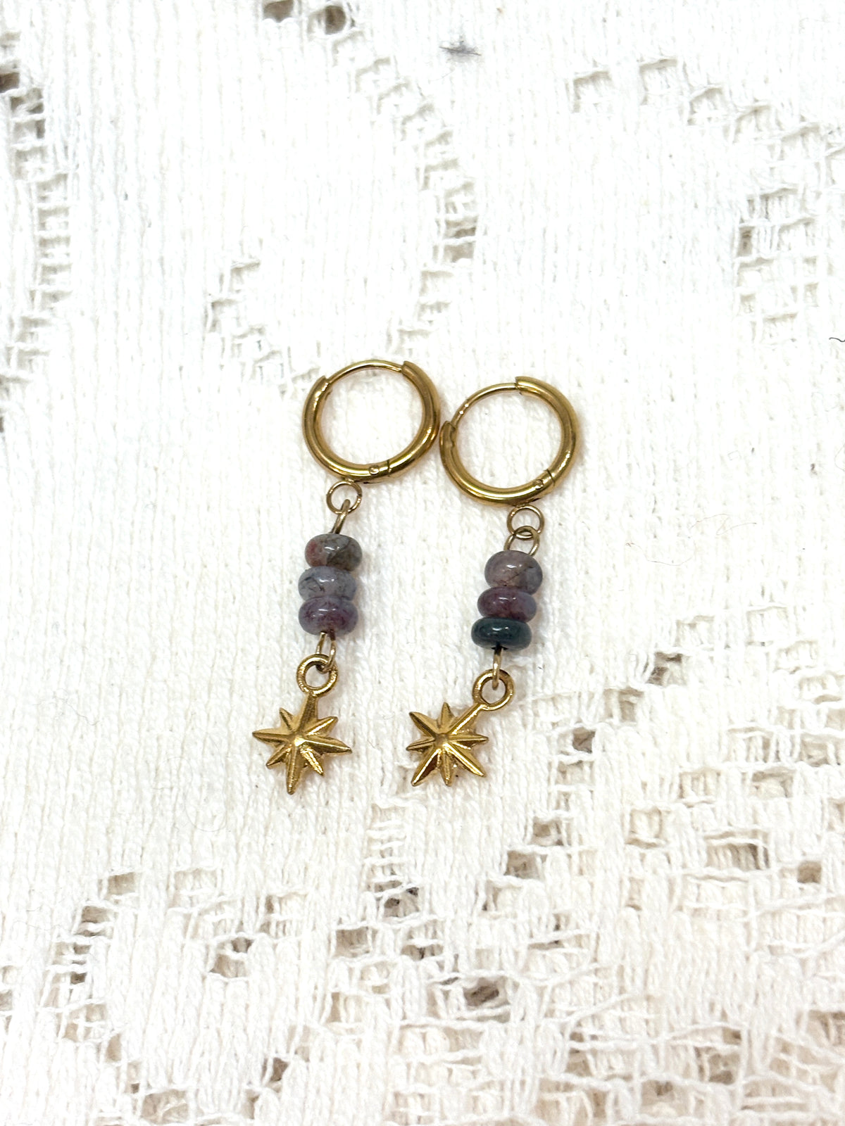 Hoop Earrings with Beads & Stars