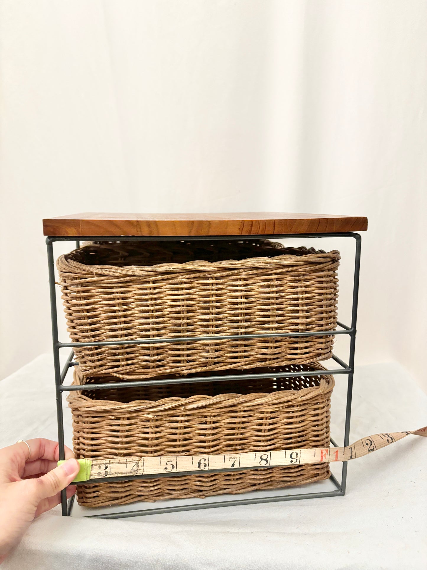 Rustic Storage Unit with 4 Wicker Baskets