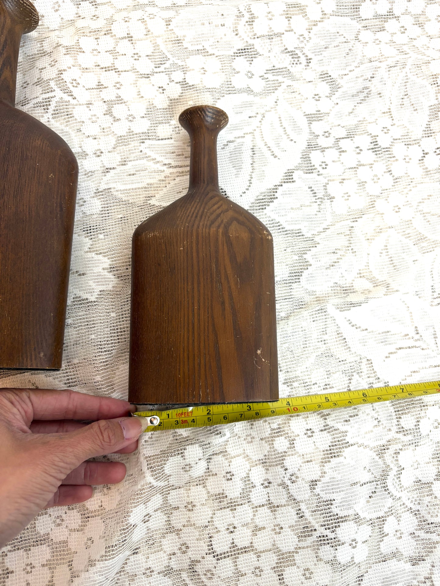 Vtg Antique Wood Bottles Set 2