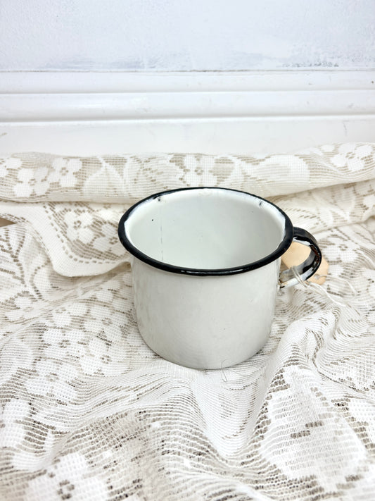 Vintage enamel ware army Rustic farmhouse decor Milk water mug