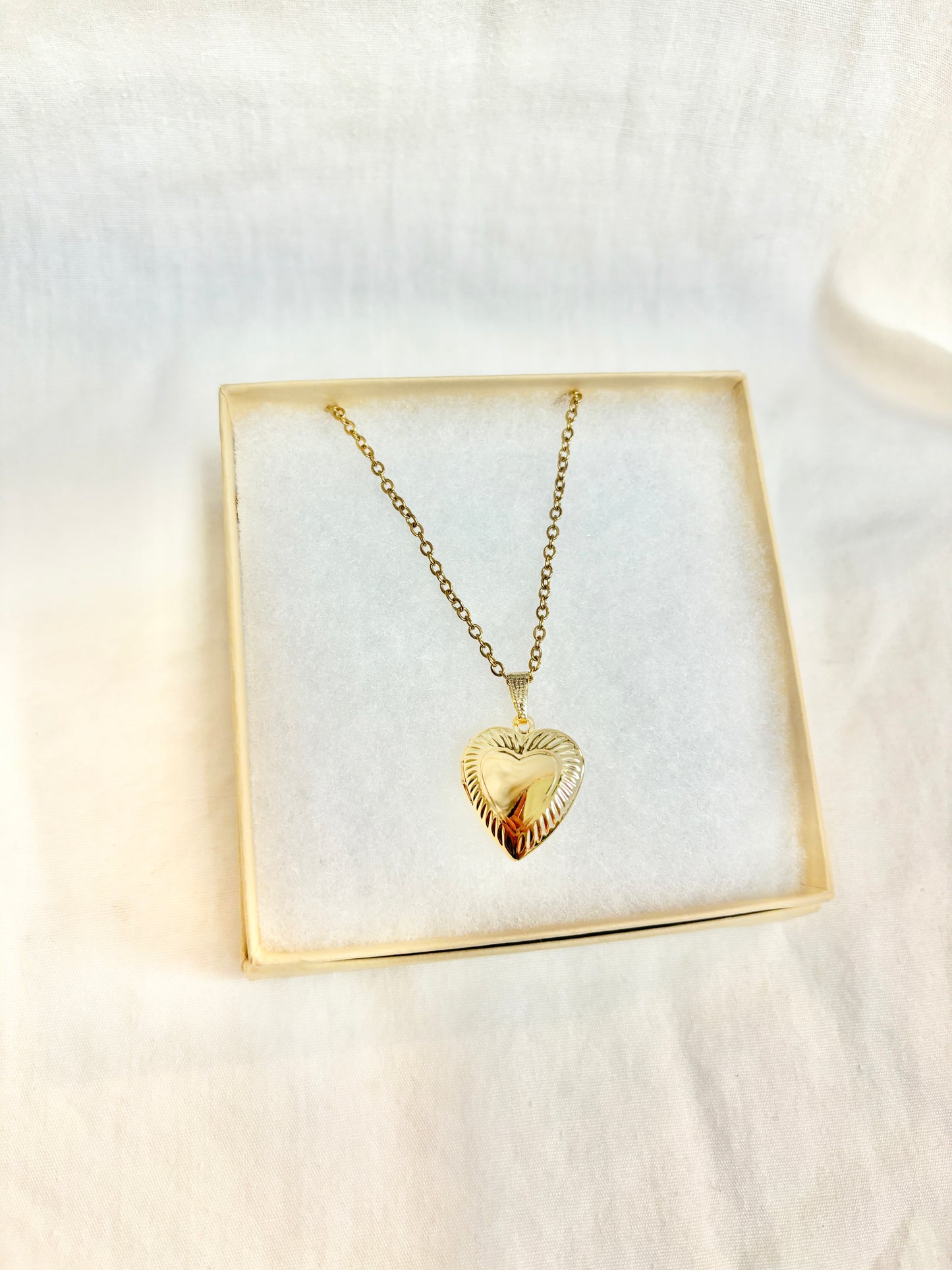 Sunburst Heart Locket Necklace