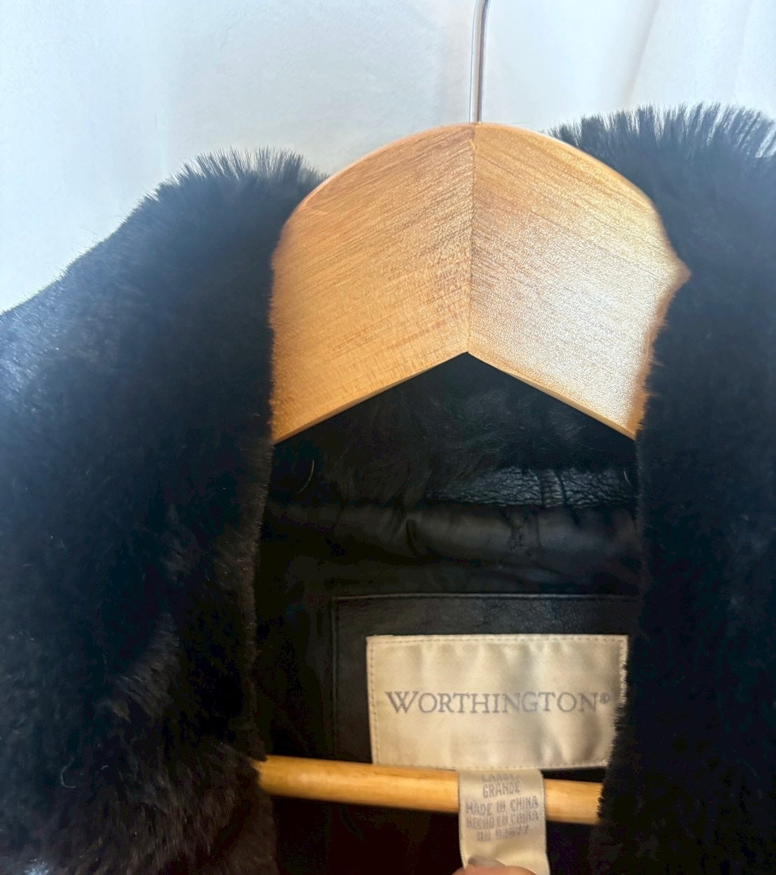 Genuine leather with faux fur collar