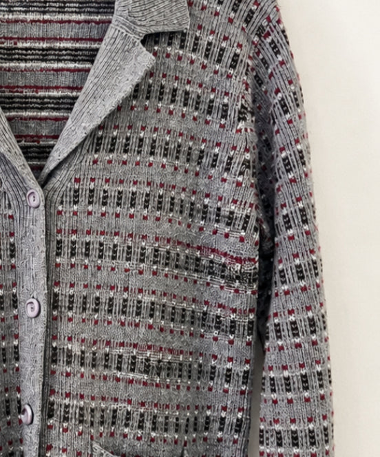 1970s Grey Patterned Cardigan