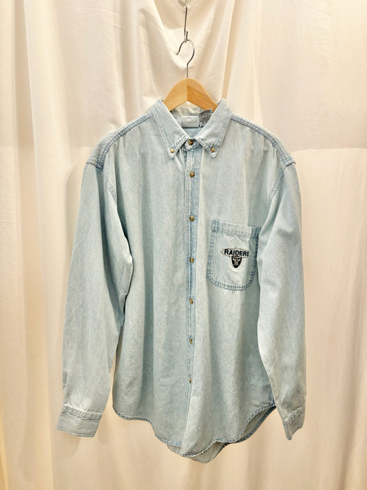 Oakland Raiders Embroidered Denim Shirt