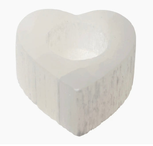Selenite Heart Tealight Holder
