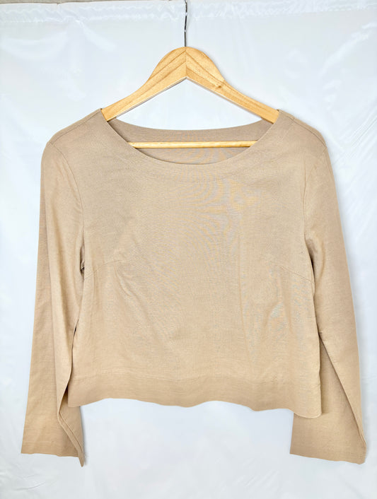 Linen-Cotton Long Sleeve Top