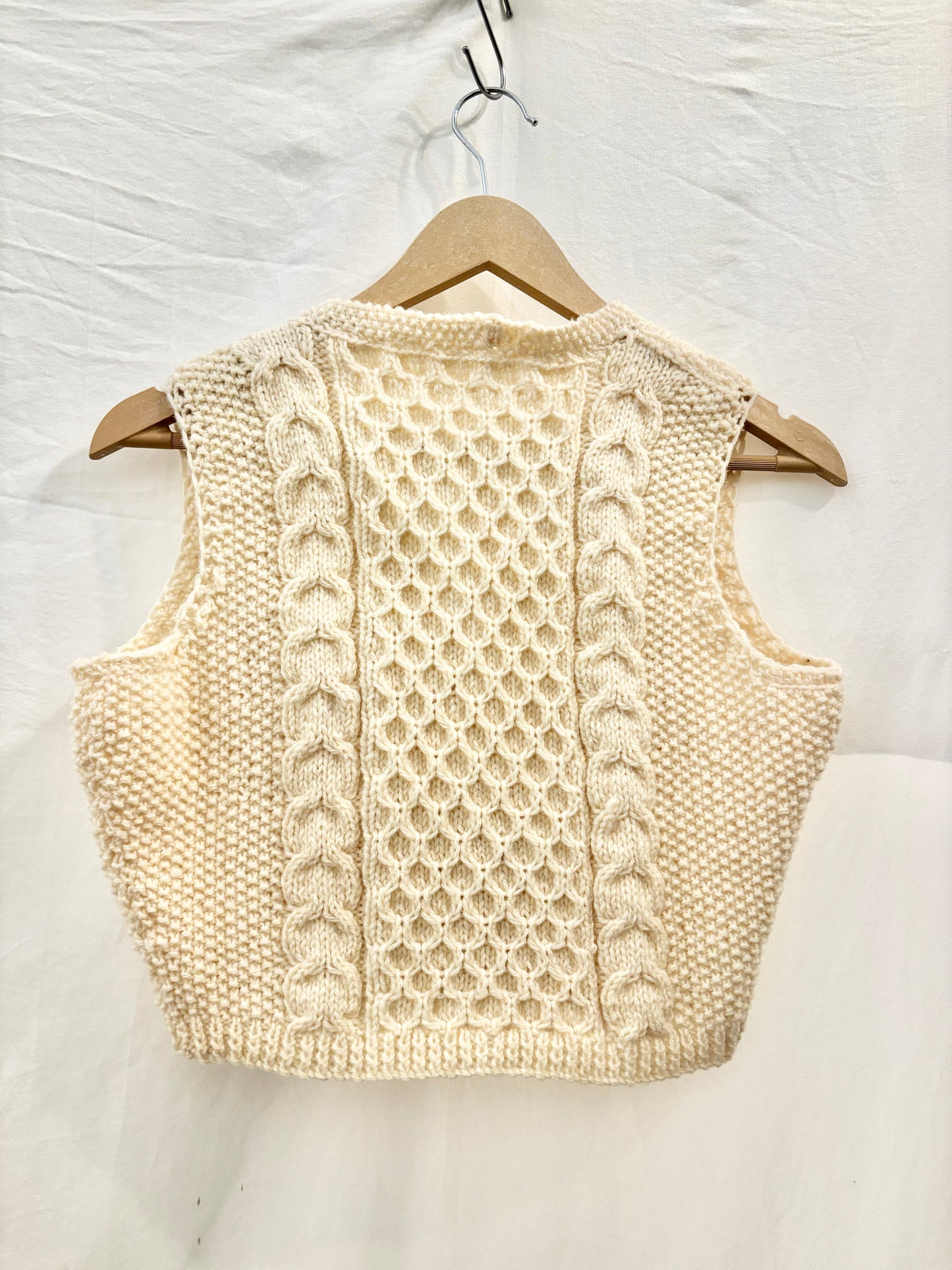 Cream Cable Knit Wrap Sweater Vest