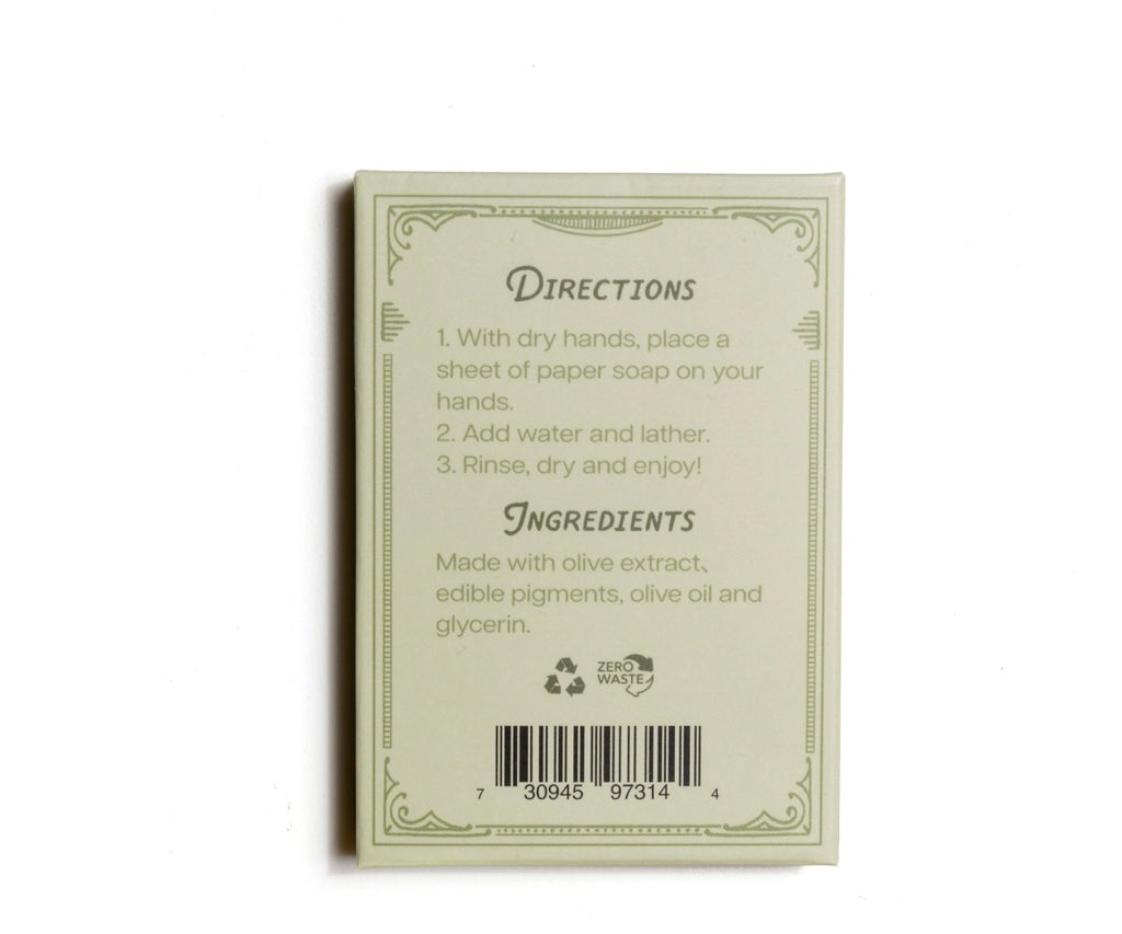 Paper Soap – Olive Oil, Travel Size, 50 Sheets
