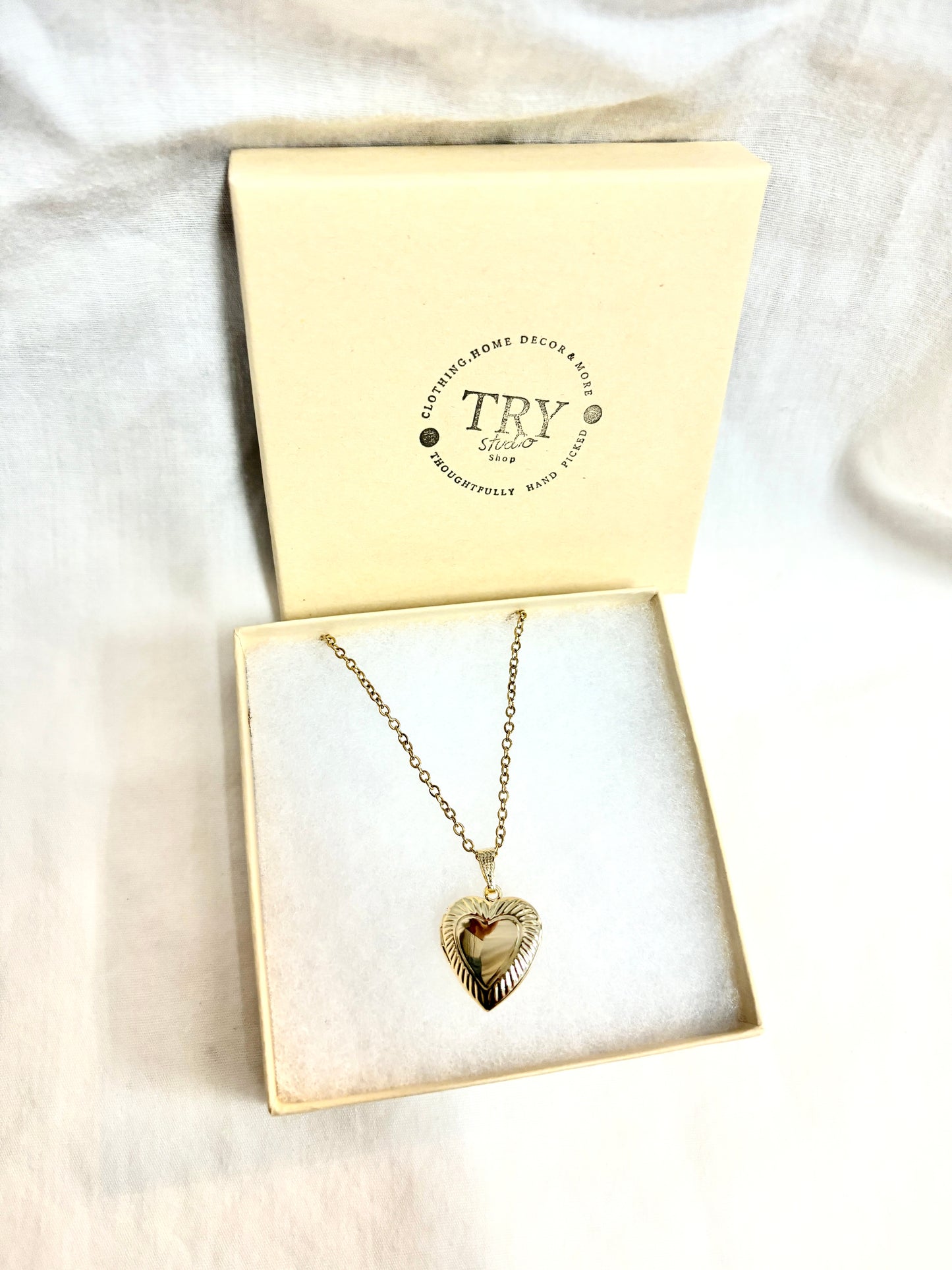 Sunburst Heart Locket Necklace