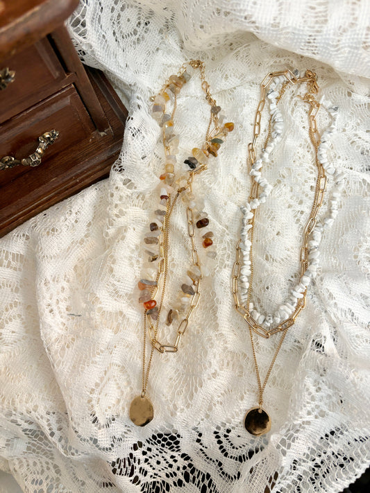 Layered Natural Stone Necklace