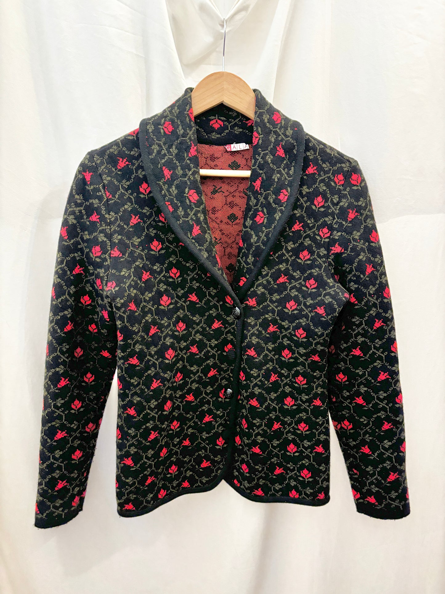 Floral Wool Blend Knit Blazer