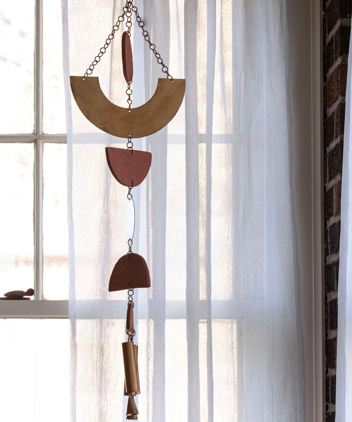 Brass Geometric & Terracotta Hanging Wall Decor