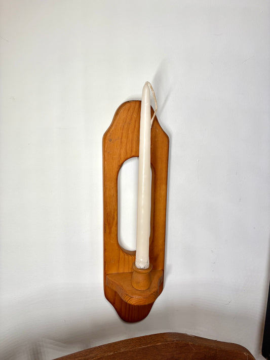 Vintage Wood Wall Sconce Candle Holder with Heart Cut-Out