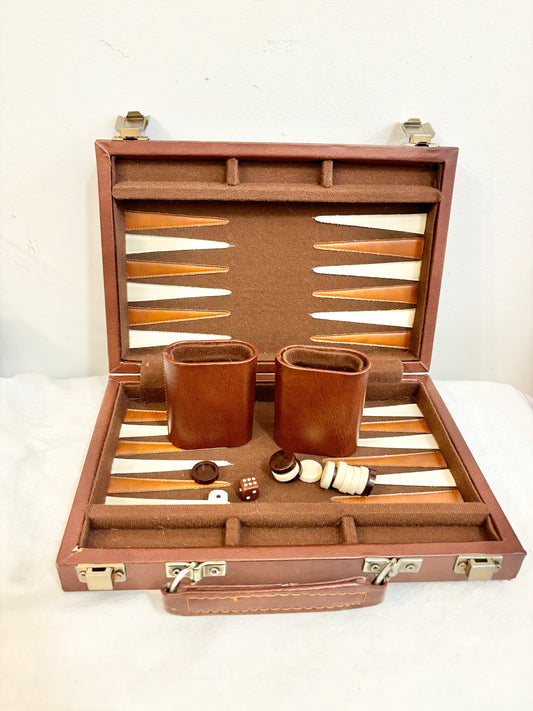 Classic vintage backgammon travel set