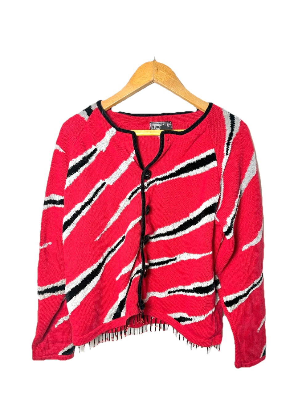 Vintage Berer Red Sweater Pullover Women SZ L With Beaded