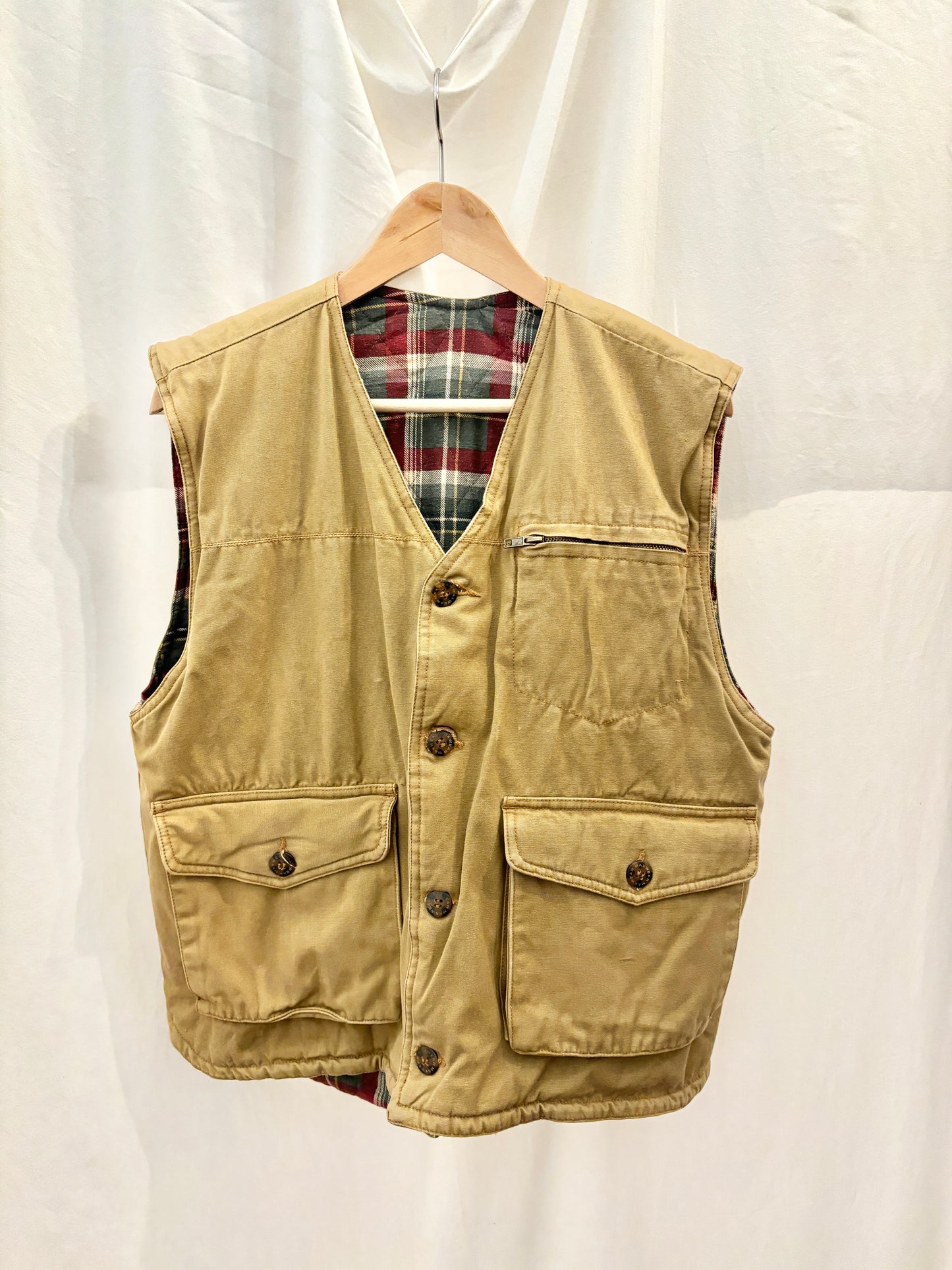 Reversible Plaid Utility Vest
