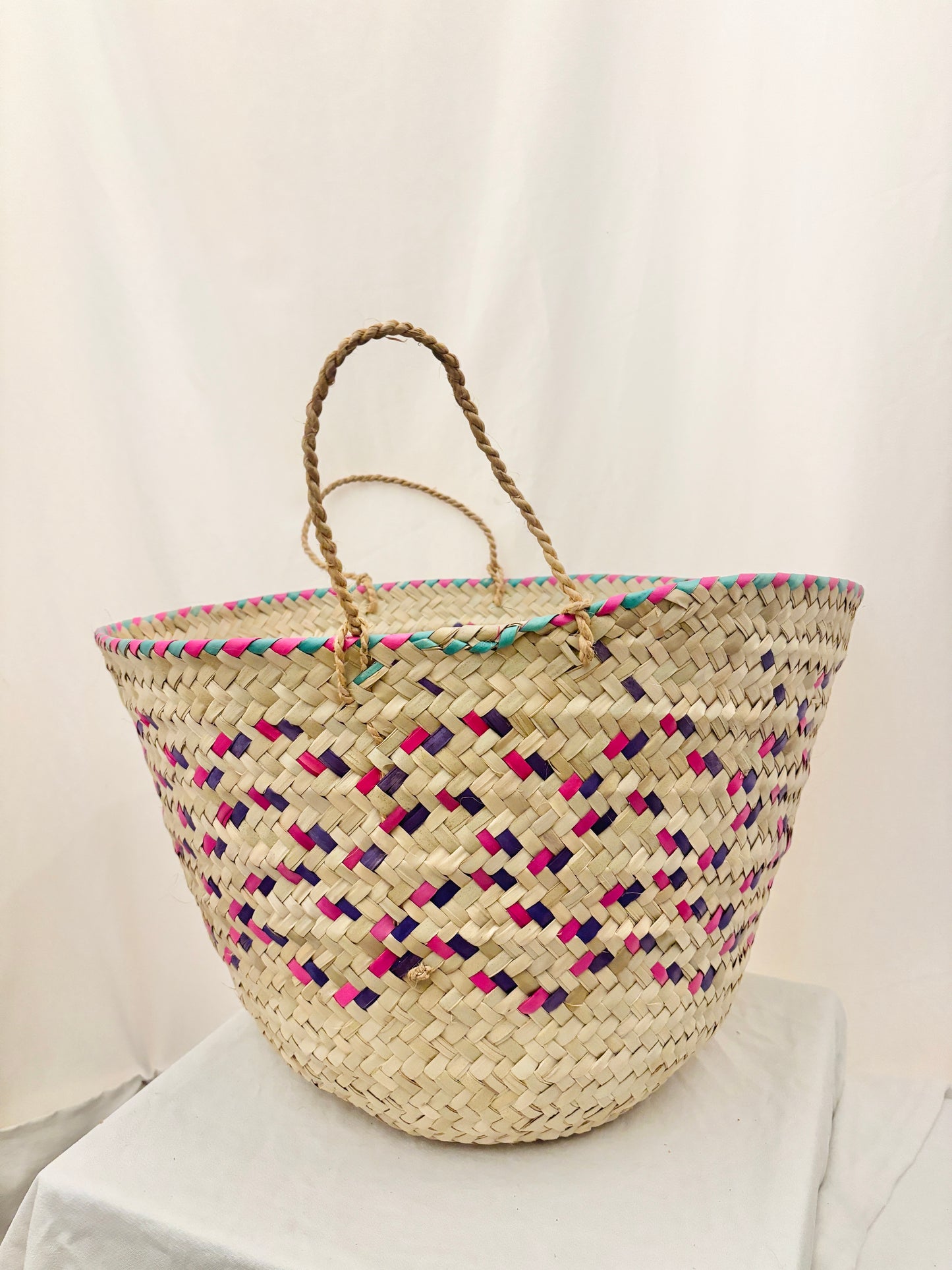 Handwoven Palm Leaf Hamper Basket