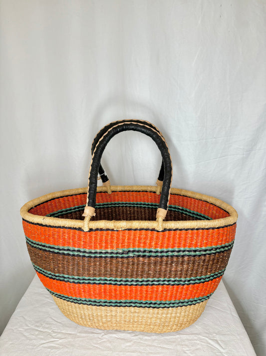 Vibrant Striped Woven Basket