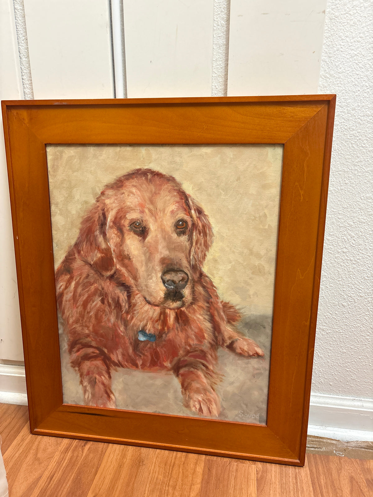 Golden retriever oil painting