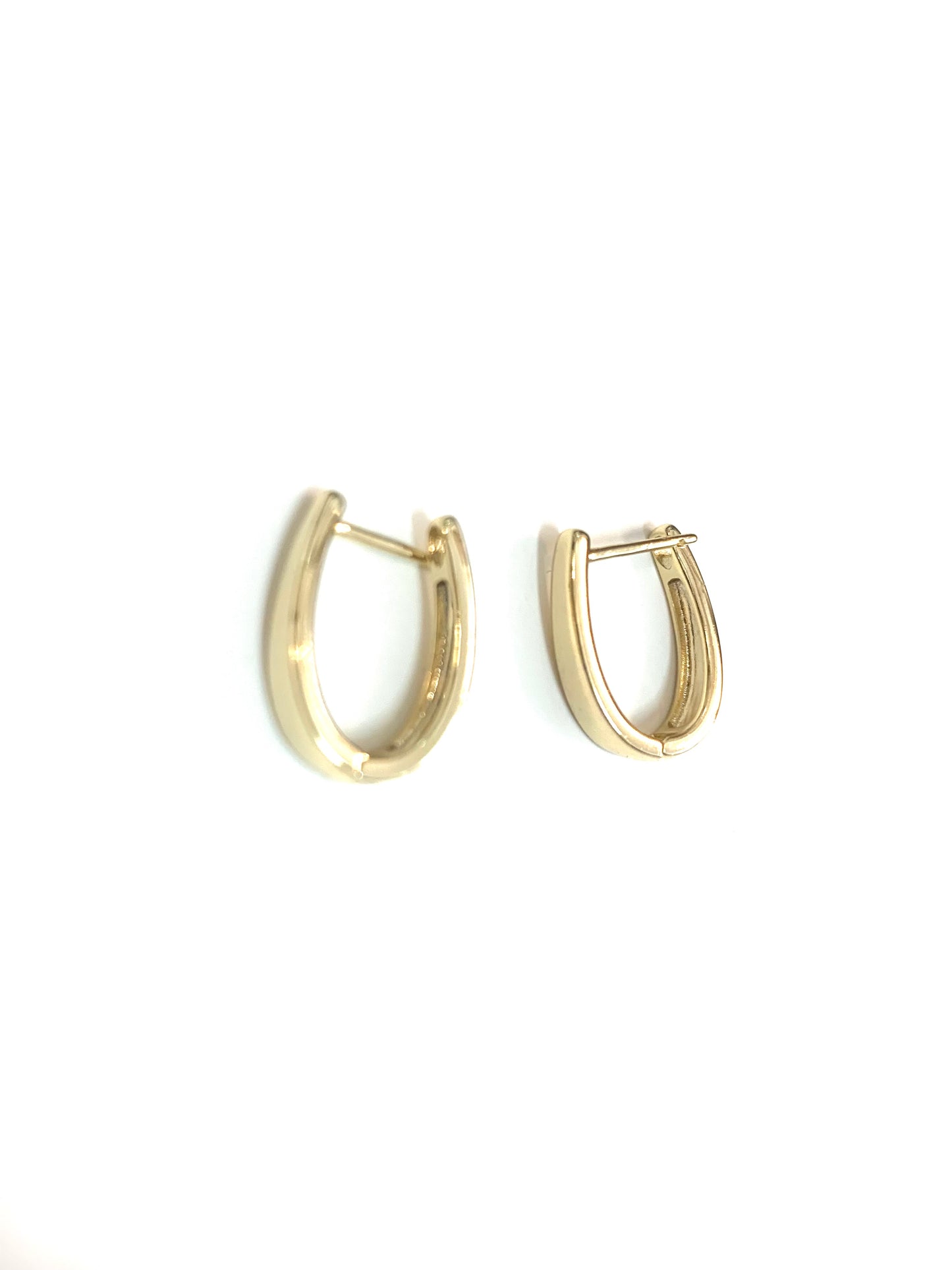 24K gold filled 17 mm U-shaped oblong Huggies hoop earrings