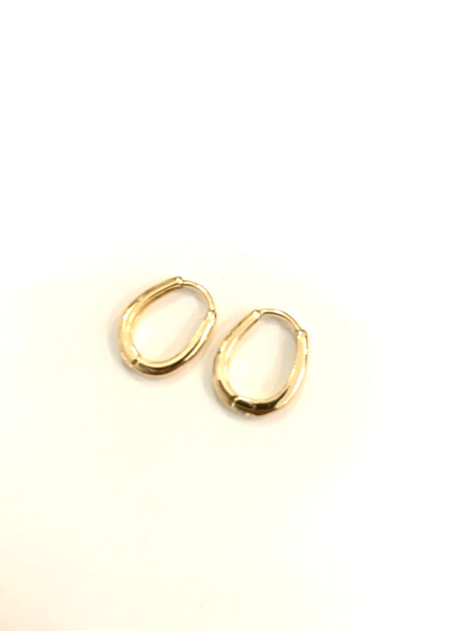 Minimalist gold oval U shaped Huggies oblong hoods earrings