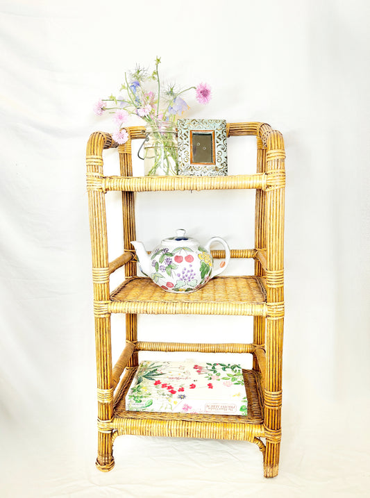 Vintage Rattan Shelf – 3 Tiers