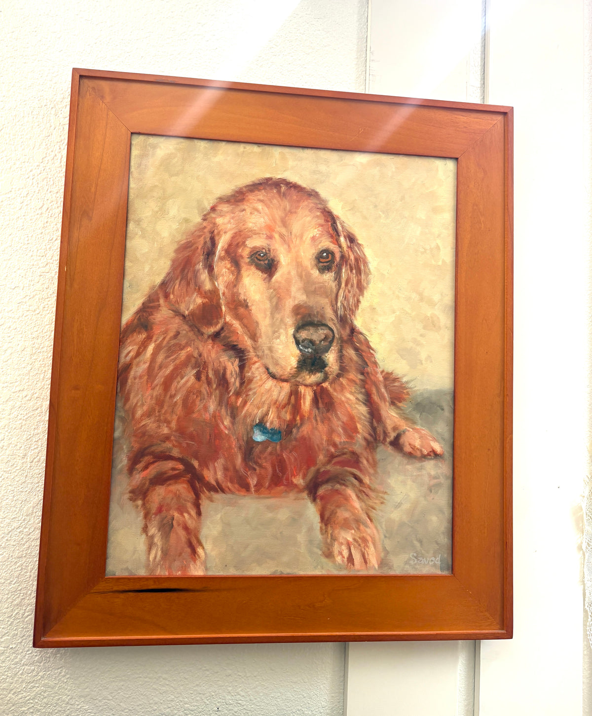 Golden retriever oil painting