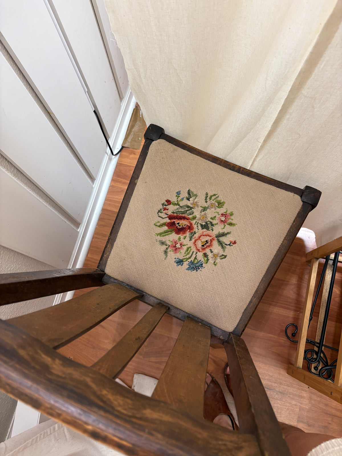 Vintage Ornate Chair with Floral Seat