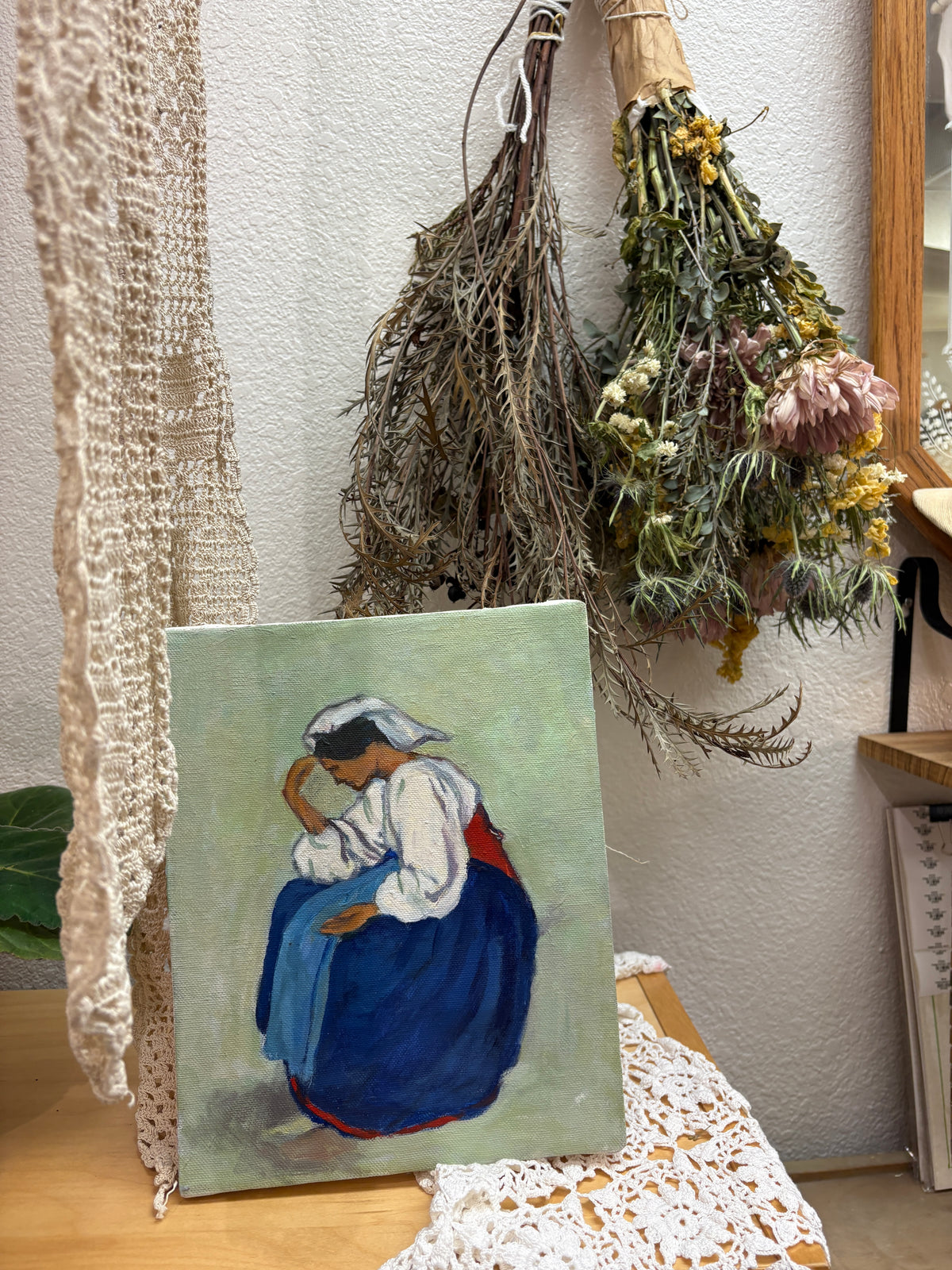 Oil painting inspired by Paysanne pensive (Pensive Peasant)